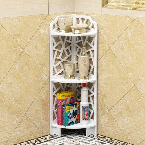 3-Tier Wood Plastic Bathroom Storage Corner Shelf Rack Organizer - Toytexx 3-Tier Wood Plastic Bathroom Storage Corner Shelf Rack Organizer - Toytexx
